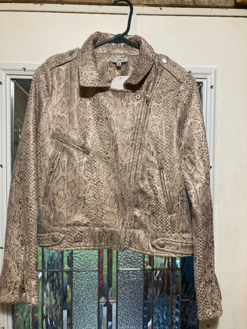 Snake print moto jacket size Medium NWT